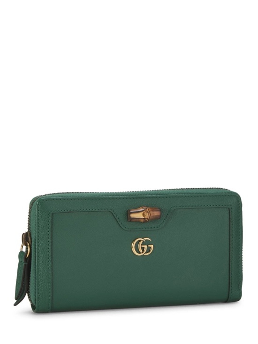 Gucci - Green Leather Bamboo Zip Around Wallet - Picture 2 of 10